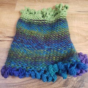 Multicolour (blue, green, turquoise, purple) neckwarmer